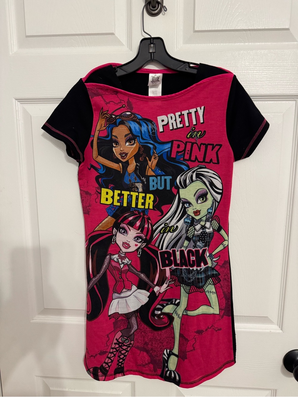 monster high Hot Pink and Black Graphic Tee Dress
